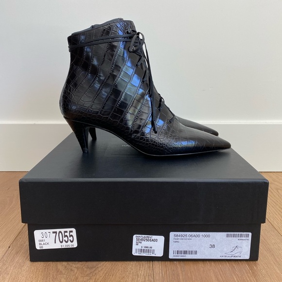 NIB Saint Laurent Kiki 55 Lace Up booties - Picture 3 of 10